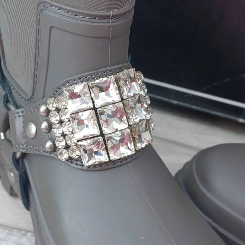 Karl Lagerfeld Paris Rylie Crystal Lug Sole Biker Boots~ NIB